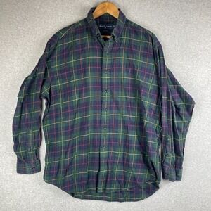 Ralph Lauren Shirt Men Large Green Plaid Blake Long Sleeve Button Up Black Watch